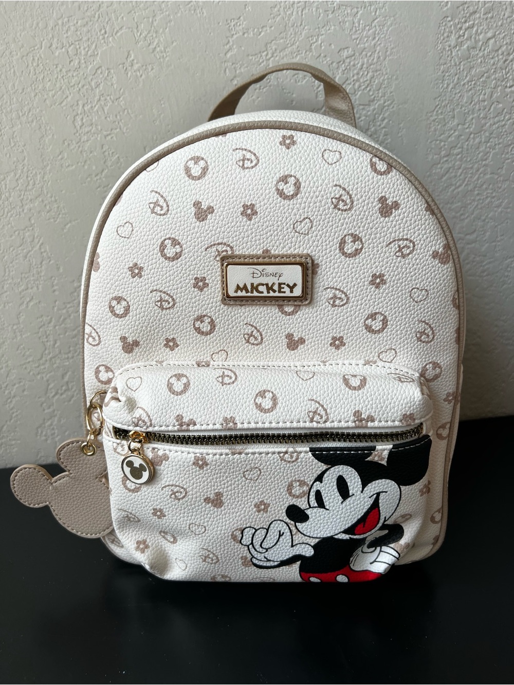 NWT Primark Exclusive Disney Mickey Mouse Monogram Mini Backpack - Cream & Tan